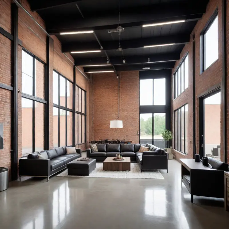 Barndominium industrial modern façade polished floors