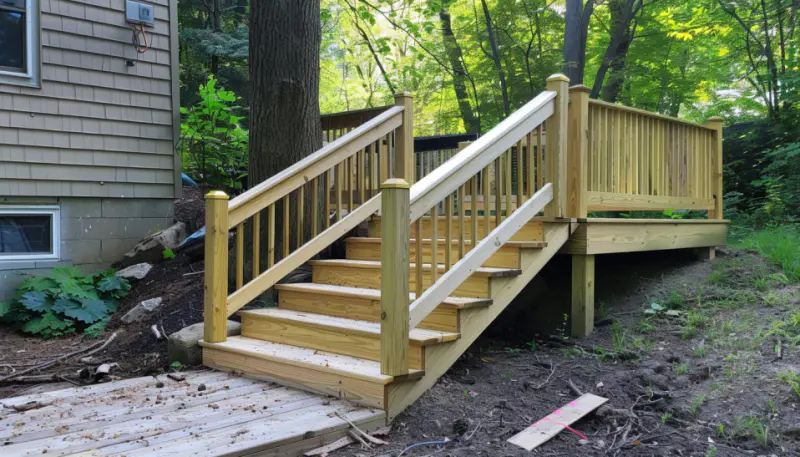 Pressure Treated Wood Railings stairs