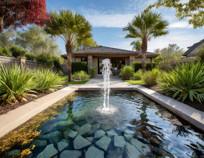 Welcoming Water Feature driveway