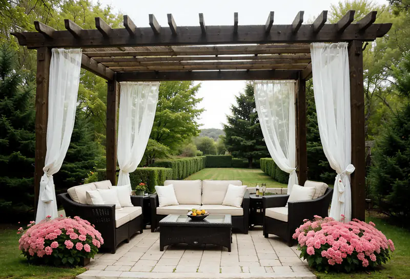 Wicker furniture pergola