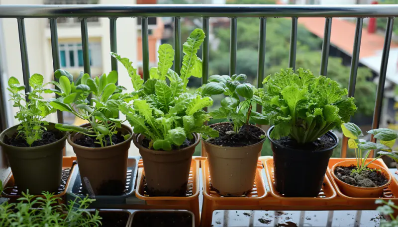 balcony garden, drainage holes, plant pots, water saucers, rainwater management