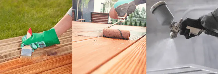 brush, roller, sprayer application deck stain