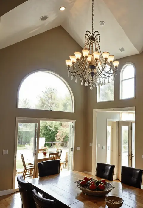 high ceiling kitchen illumination