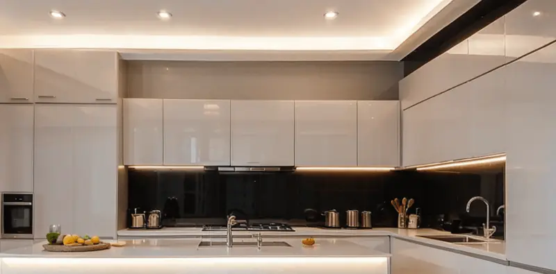 kitchen workspace clear recessed lights
