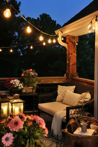 night time balcony garden