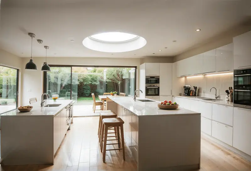 open plan kitchen natural daylight sun tunnel