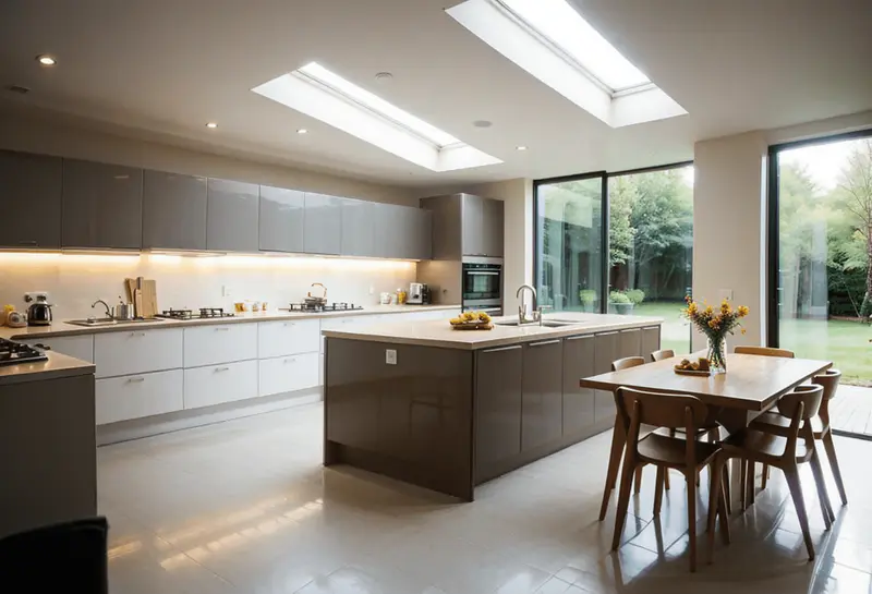open plan kitchen natural light sun tunnel