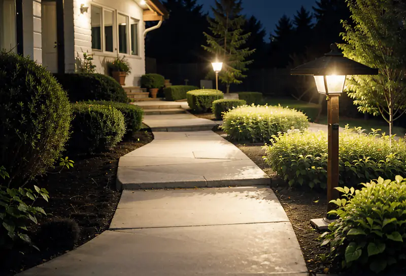 path layer outdoor entranceway floodlights