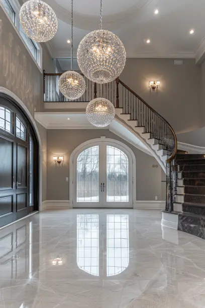 pendant lighting over staircase railings..