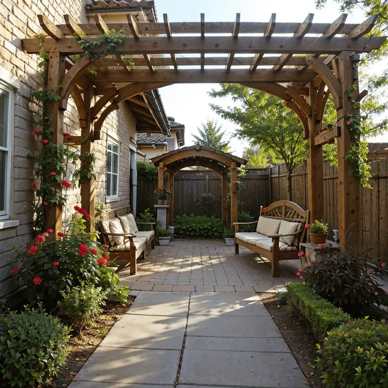 pergola and arbor combo garden