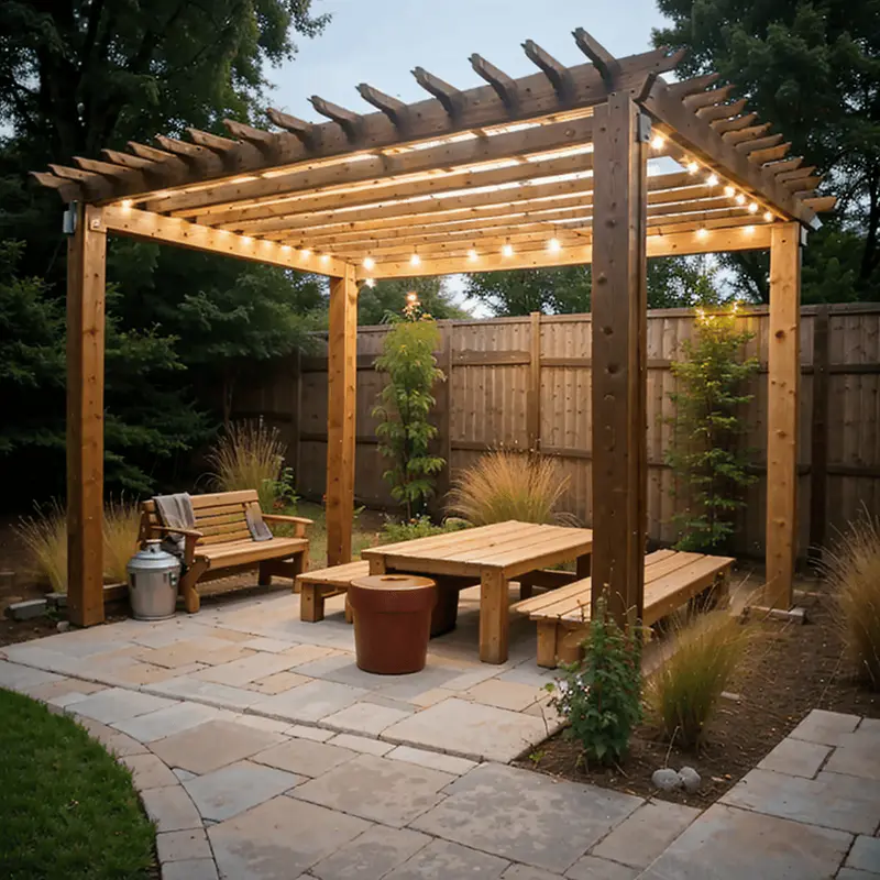 pergola solar lightning bamboo