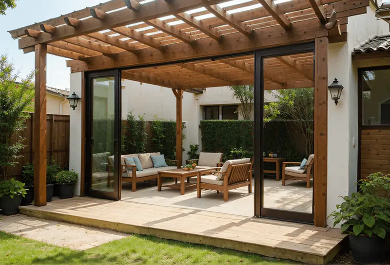 pergola with sliding doors