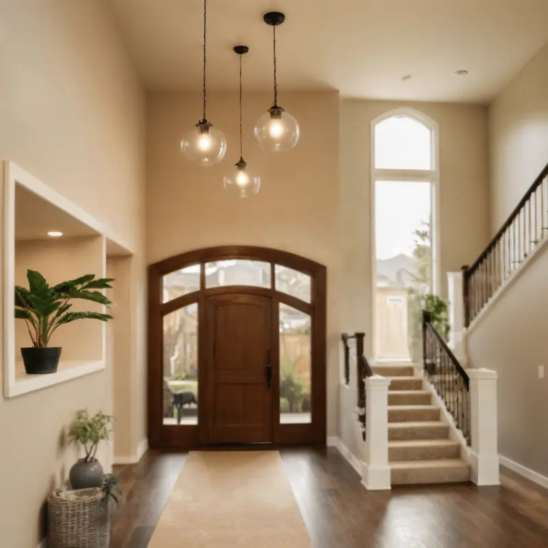 wooden front door opens