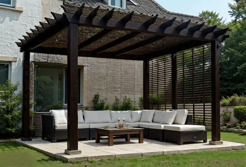 raised pergola, private, garden integration