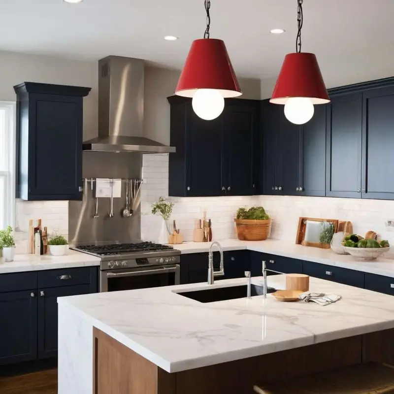 red pendant kitchen light