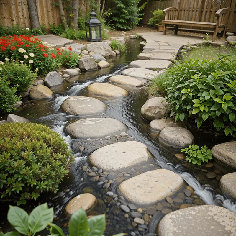 river rock pathway