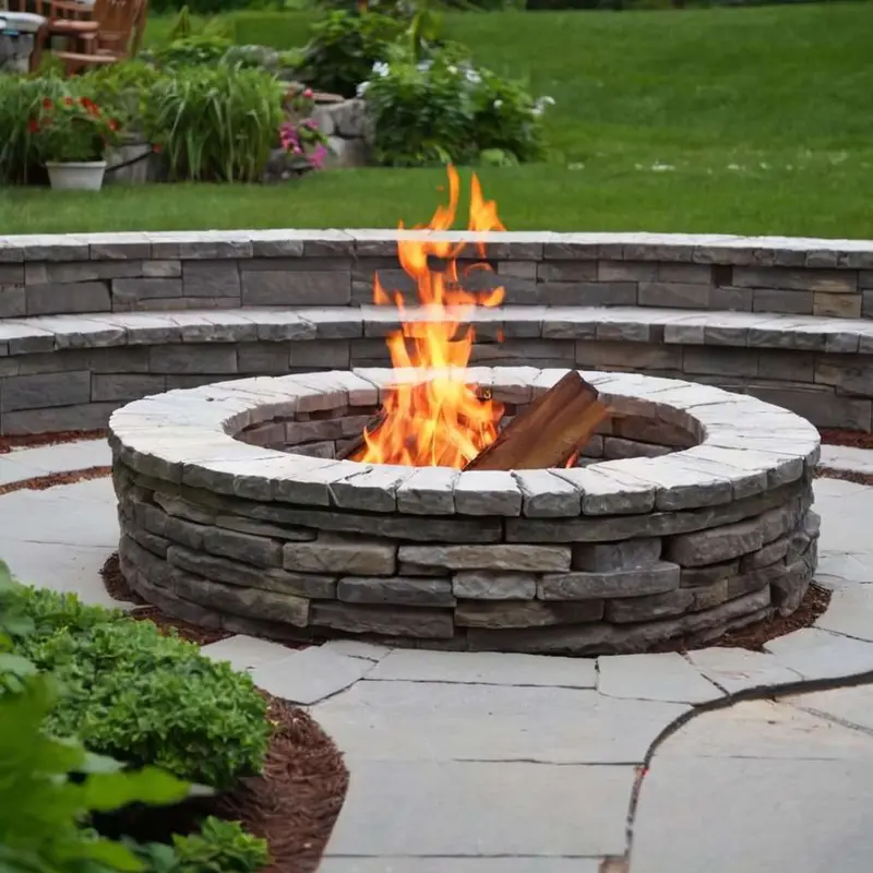 rustic stone firepit circle