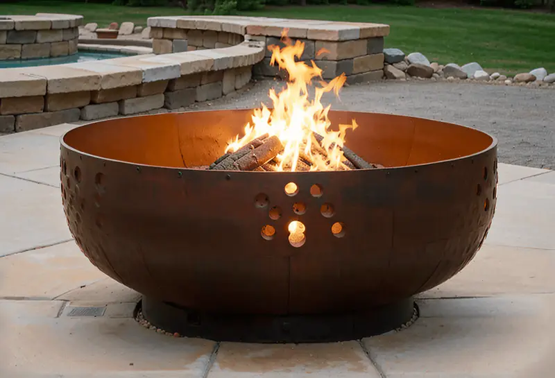 rustic steel fire pit