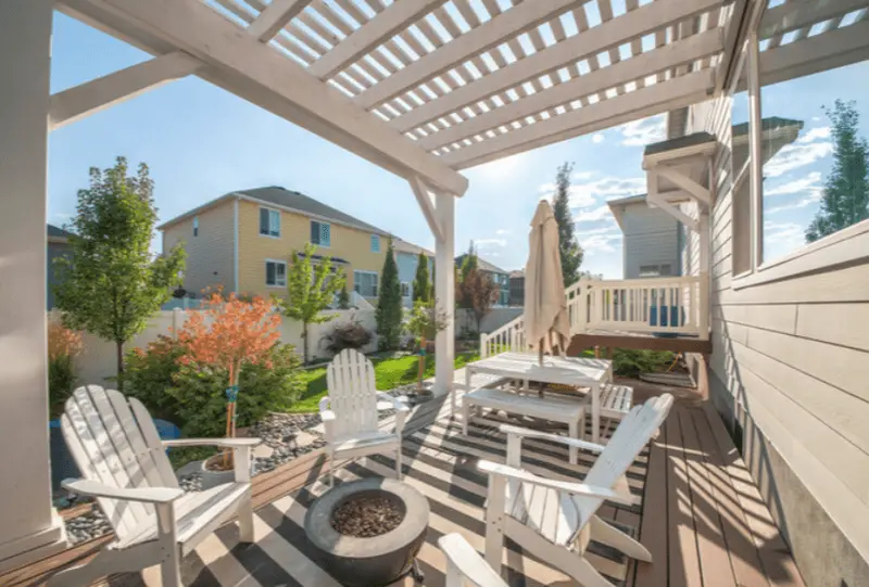 white pergola attached accent