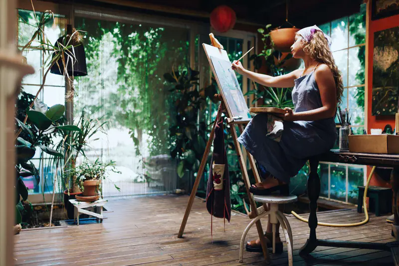 woman in sunroom