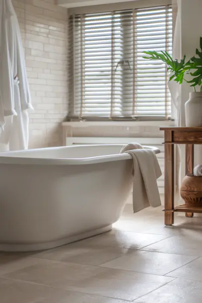 Ceramic kitchen tiles, glossy finish, sealed grout, porcelain bathroom tiles, moisture resistant, non-absorbent surface