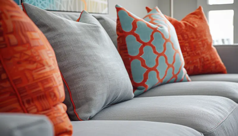 Close-up of Modern Living Room Furniture in Synthetic Fibres