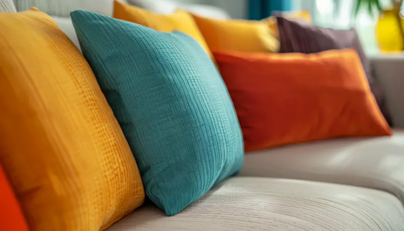Close-up of Modern Living Room Furniture in Synthetic Fibres.