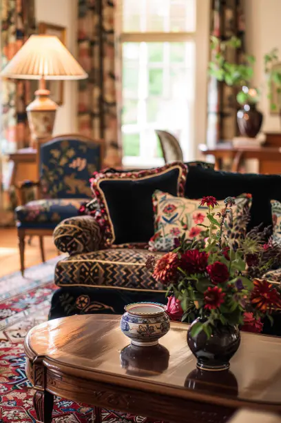 Dark or patterned upholstery