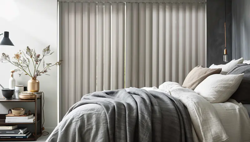 Elegant Bedroom with Washable Vertical Blinds for Easy Cleaning-