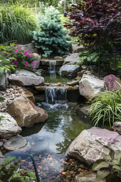 Japanese garden, waterfall, natural design