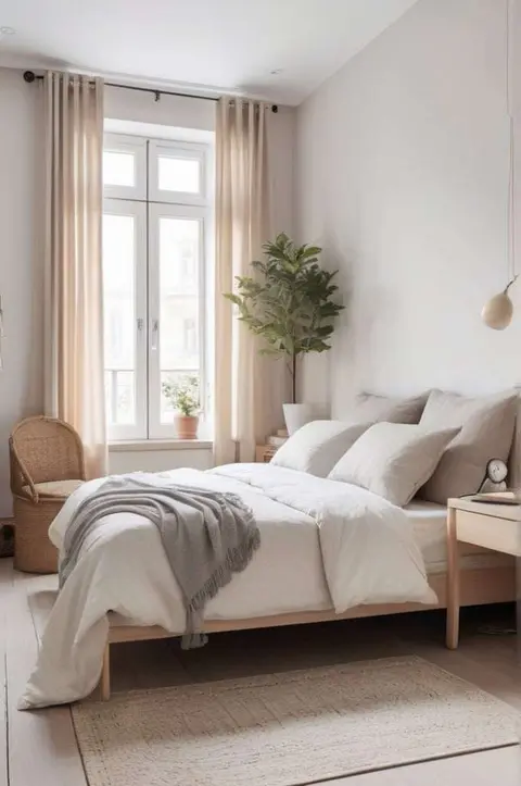 Light color scheme bedroom light netrual colors small bedroom.-