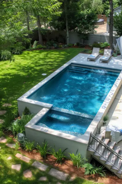 Modern Minimalist Above-Ground Pool from above style