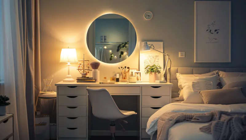 Multi-purpose desk Vanity and computer desk Functional furniture in small room