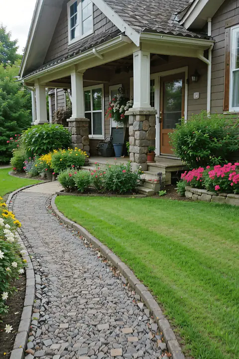 Pebble Edging entrance house