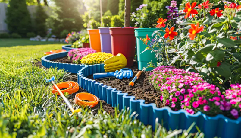 Plastic Edging Rolls colored blue