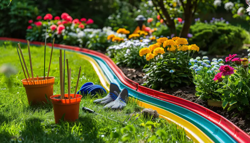 Plastic Edging Rolls colored rainbow