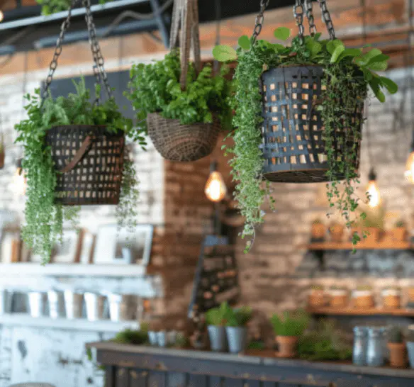 Rustic Charm with Vintage Metal Baskets