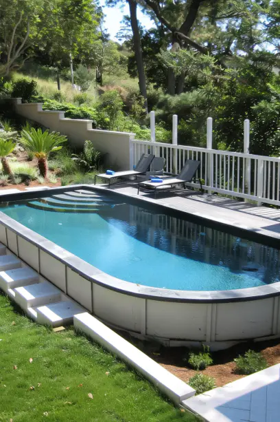 Wide Shot of Modern Minimalist Above-Ground Pool
