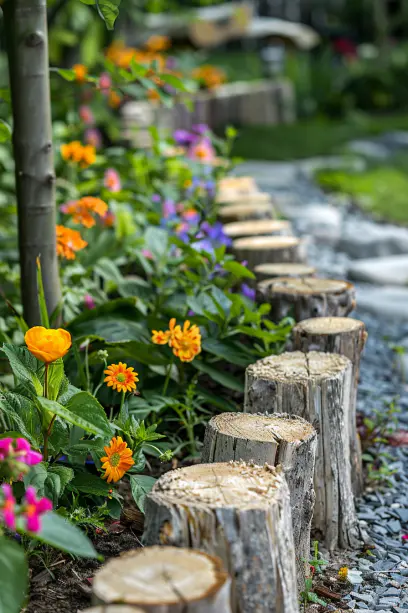 Wooden Log Edging