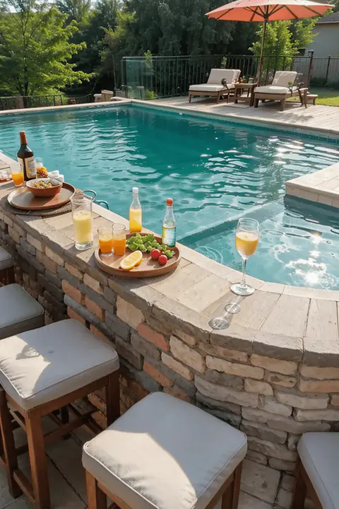 above ground pool with drinks