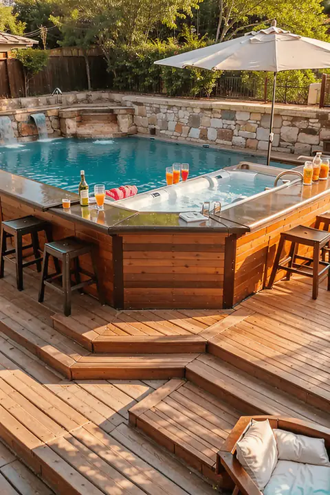 bar next to pool above ground