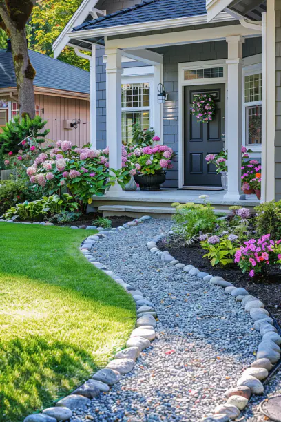 beautiful pathway entrance edge pebble