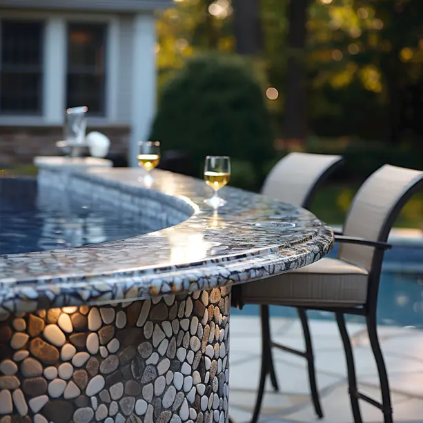close up shot details bar above ground pool