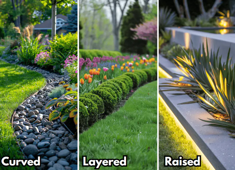 curved, layered and raised edging styles