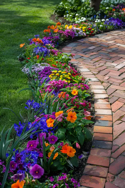 herringbone brick edging perimeter