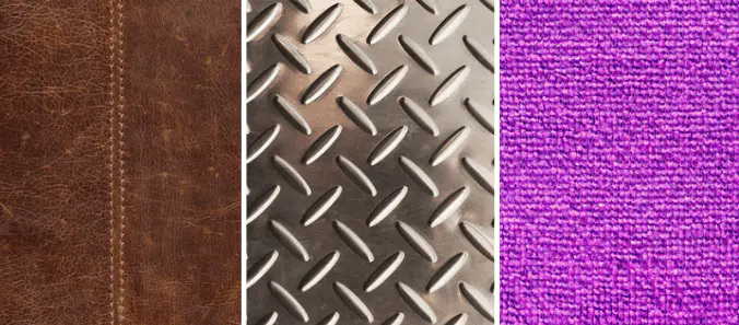 leather, metal and microfibre