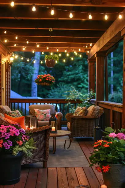 lightning string lights front porch