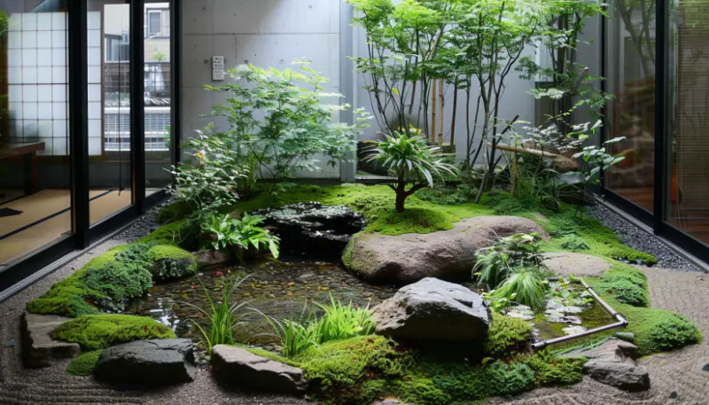 moss carpet, green moss, wet shady forest, lush greenery, forest floor