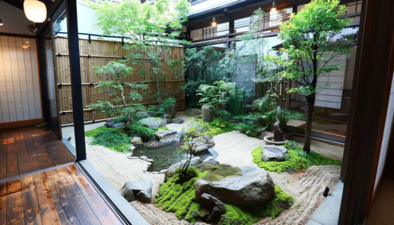 moss carpet, green moss, wet shady forest, lush greenery, forest floor house