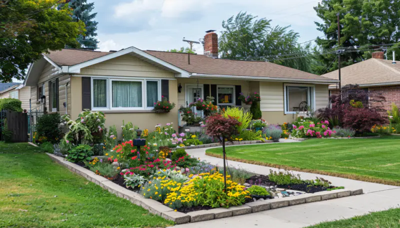 neutral tones garden home entrance